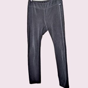 JOCKEY Vintage Inky Black Stretch Velvet Wide Waist Mid Rise Leggings size L